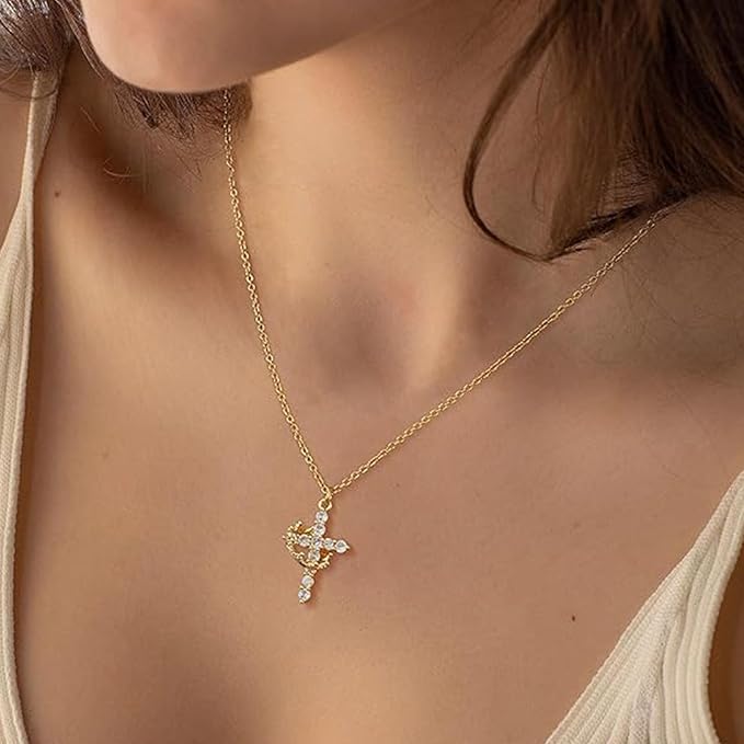 Collar cruz corona de oro Jewells®