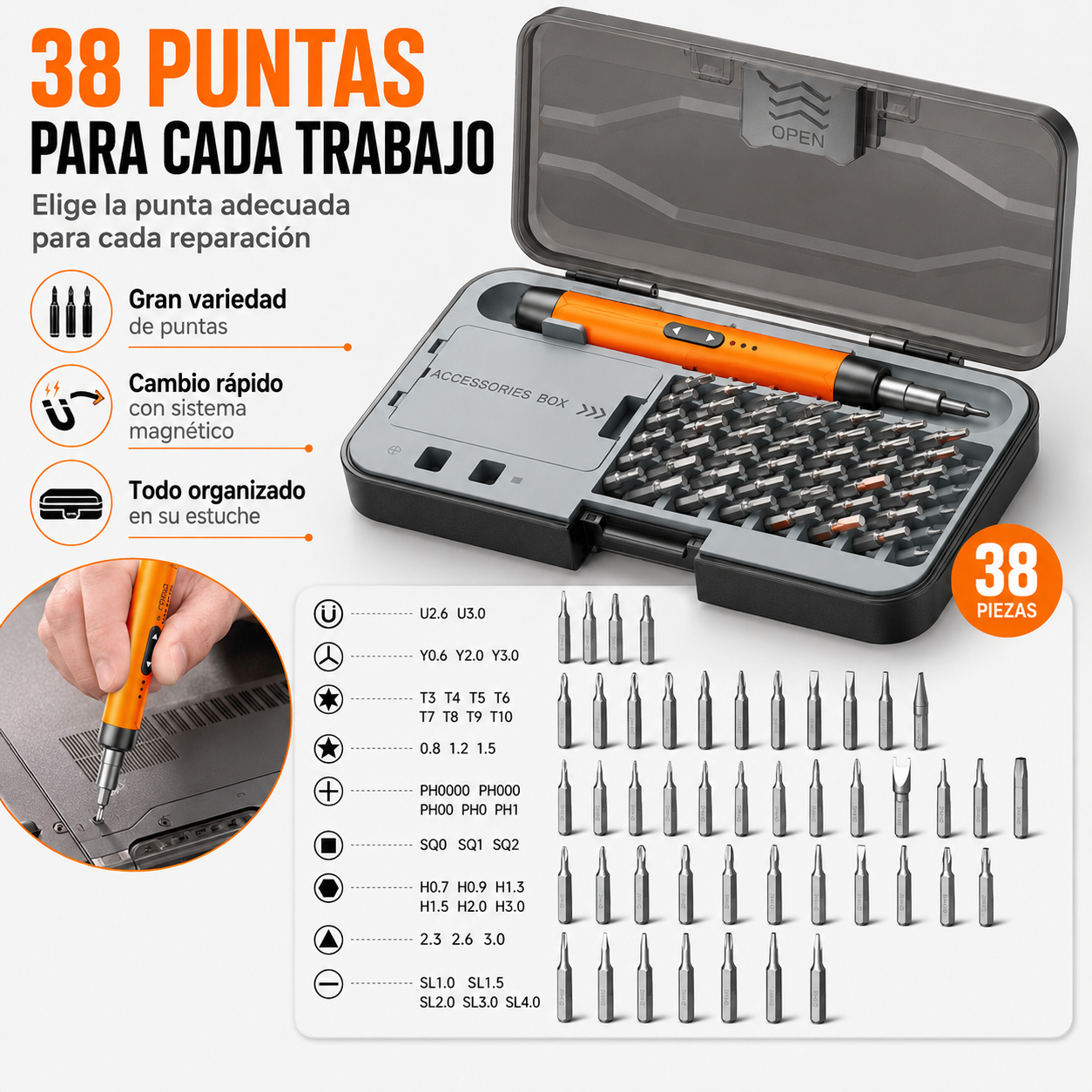 Set Destornillador Electrico Powerson® 46en1