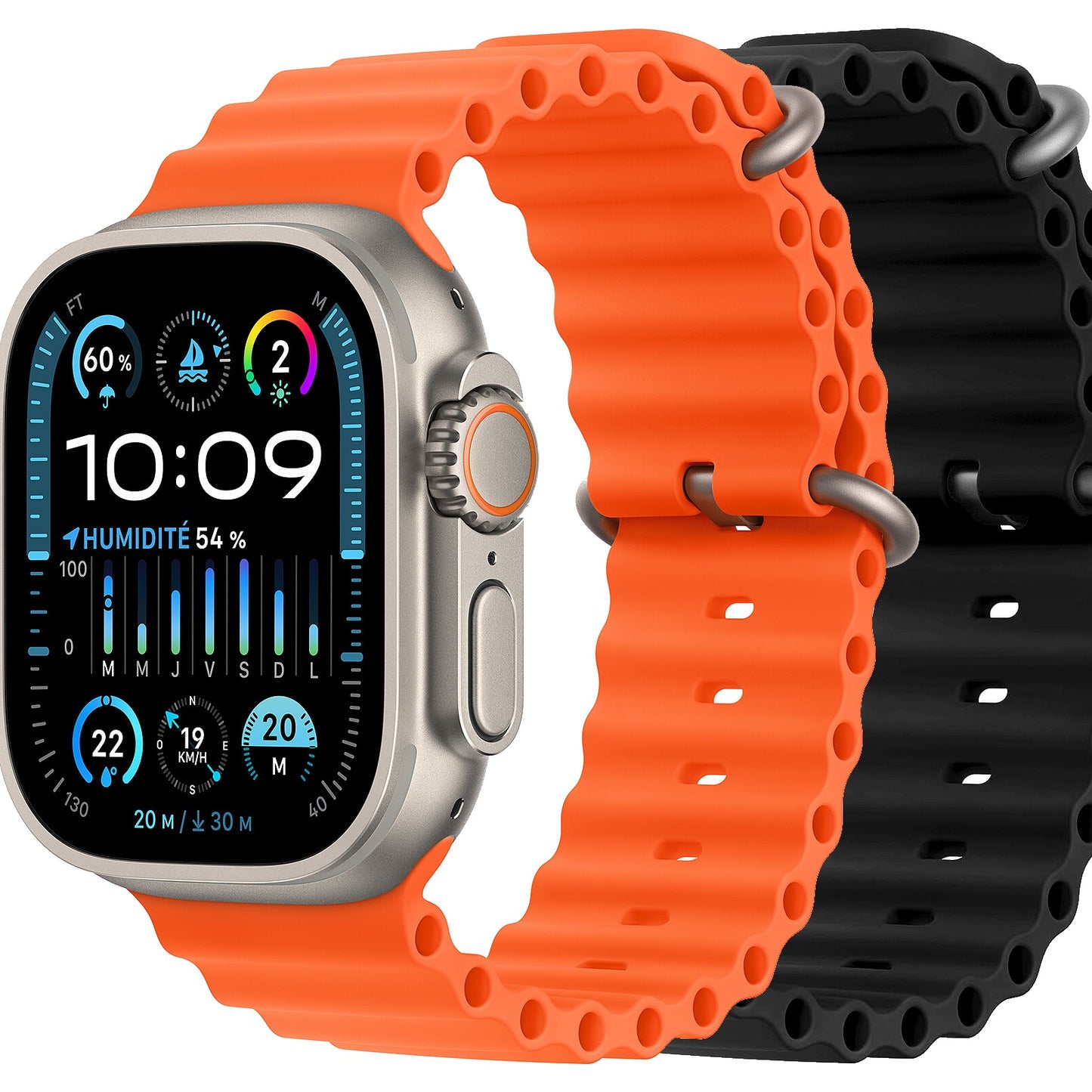 Reloj inteligente iTech® SERIES 8 Ultra (correa negra+naranja)